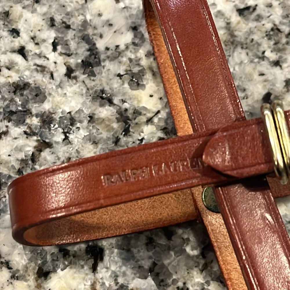 Ralph Lauren Leather Coaster Set of 4 brown Vintage